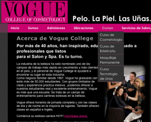 Spanish website section