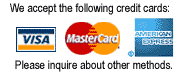 We accept Visa, Mastercard, and American Express