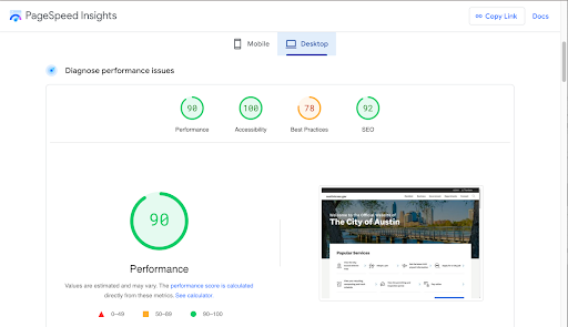 PageSpeed Insights Screenshot